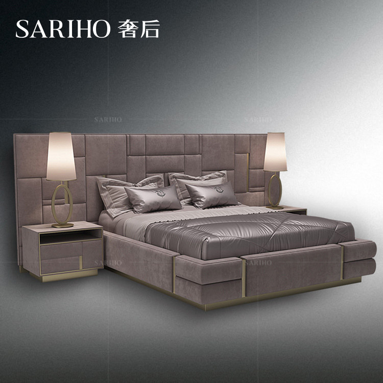 奢后/意大利轻奢华风进口磨砂真皮豪华大床头visionnaire家具高端