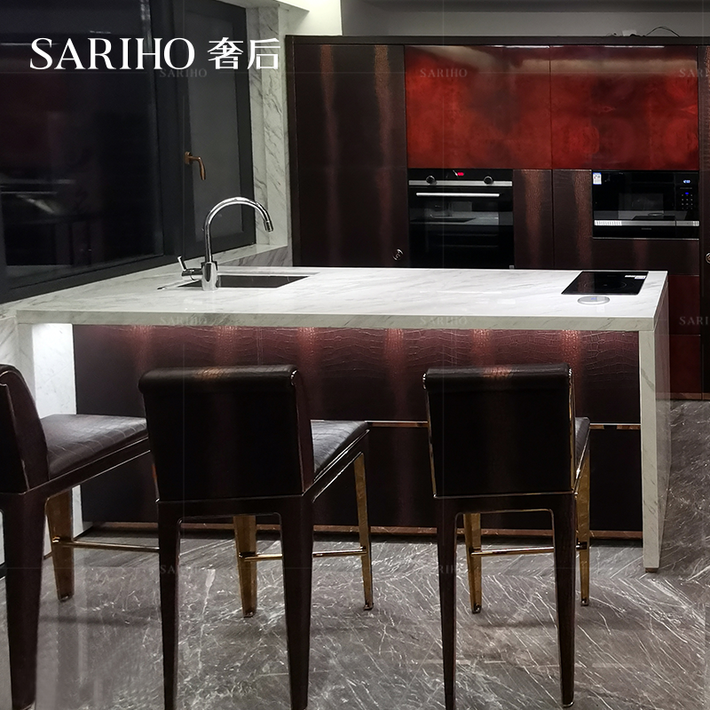奢后/意式轻奢鳄鱼纹牛皮厨房岛台高定橱柜/mikemike家具时光相随