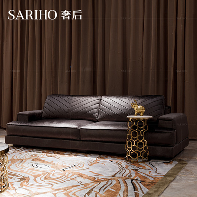 意大利深灰色布艺沙发别墅家具