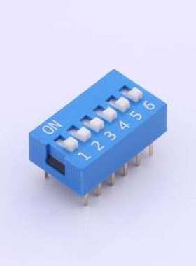 DS-06-B-T 拨码开关 蓝色平拨 6位 DIP拨码开关 插件