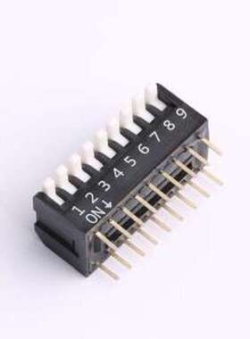 DP-09-K-T 拨码开关 9位 2.54mm间距 宽体黑色侧拨 DIP拨码开关