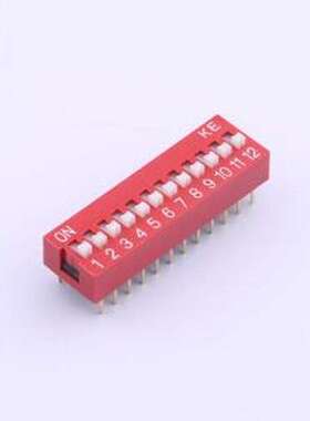 DSWB12LHGETR 拨码开关 2.54mm 宽体红色12位插件拨码开关