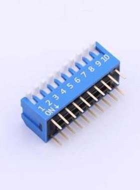 DP-10-B-T 拨码开关 蓝色侧拨长柄 10位 插件拨码开关 插件