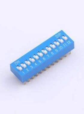 DS-12-B 拨码开关 拨码开关2.54mm间距,蓝色12PIN/位 直插 正拨平