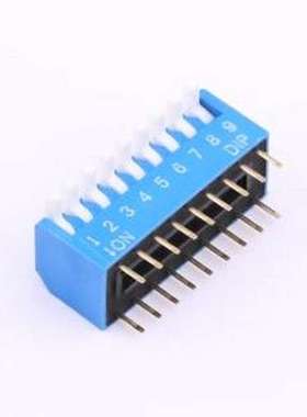 DL-09LT 拨码开关 2.54mm间距 9位 琴键式 直插侧拨长柄 蓝色 拨