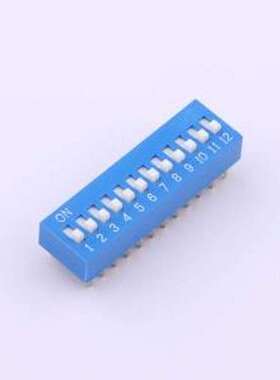 DS-12-B-T 拨码开关 2.54mm间距 12位 直插平拨凸起式 蓝色 拨码