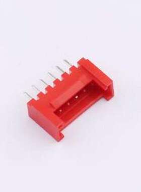 WF-1A200B6P-R 线对板针座 间距2.0mm 直插 带扣 红色 1x6P 插件,