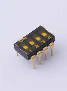 YDD04LS2 拨码开关 4位低拨键贴膜黑色插件2.54MM拨码开关 插件