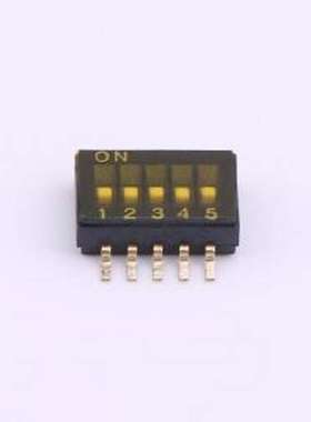 DS-05P 拨码开关 1.27mm间距5位 贴片黑色S脚 拨码开关 SMD,P=1.2