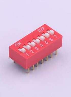 TA-07 拨码开关 拨码开关红色07P-180度7PIN间距2.54mm立式直插正