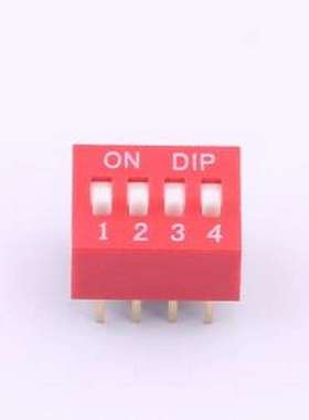 BX-DS2.54-4PZC 拨码开关 DSE 2.54直插平拨红色4位 间距2.54mm