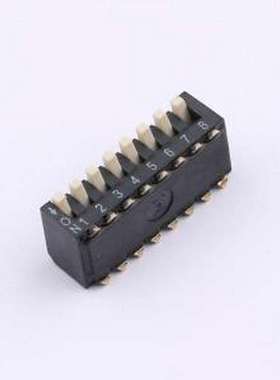 DSPV-08-LS-GET 拨码开关 2.54mm间距 8位 琴键式贴片侧拨 黑色