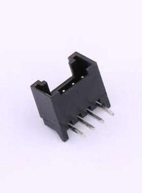 HC-HY-4AW-B-K-10 线对板针座 2mm 1x4P 黑色弯针带扣 黑色 弯插,