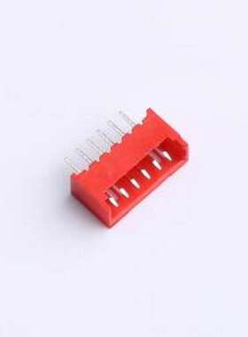 XY-MX1.25-6A11-R 线对板针座 MX 1.25mm 1x6P 直插 红色 插件,P=