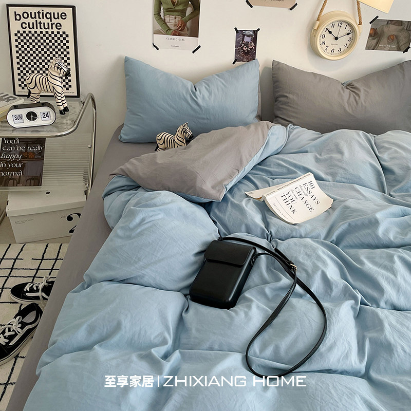 床上四件套纯棉纯色被单床笠2025新款单人学生宿舍全棉床单三件套