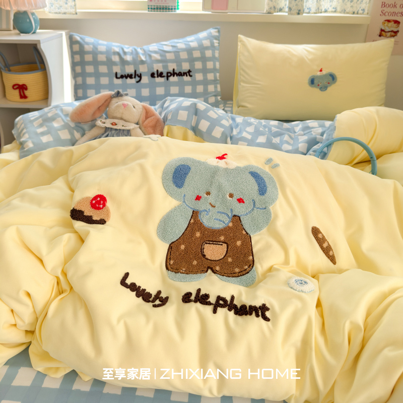 超可爱3D立体毛巾绣丨床上四件套