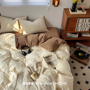 床上被套四件套纯棉床单床笠水洗棉全棉秋冬大学生宿舍床品三件套