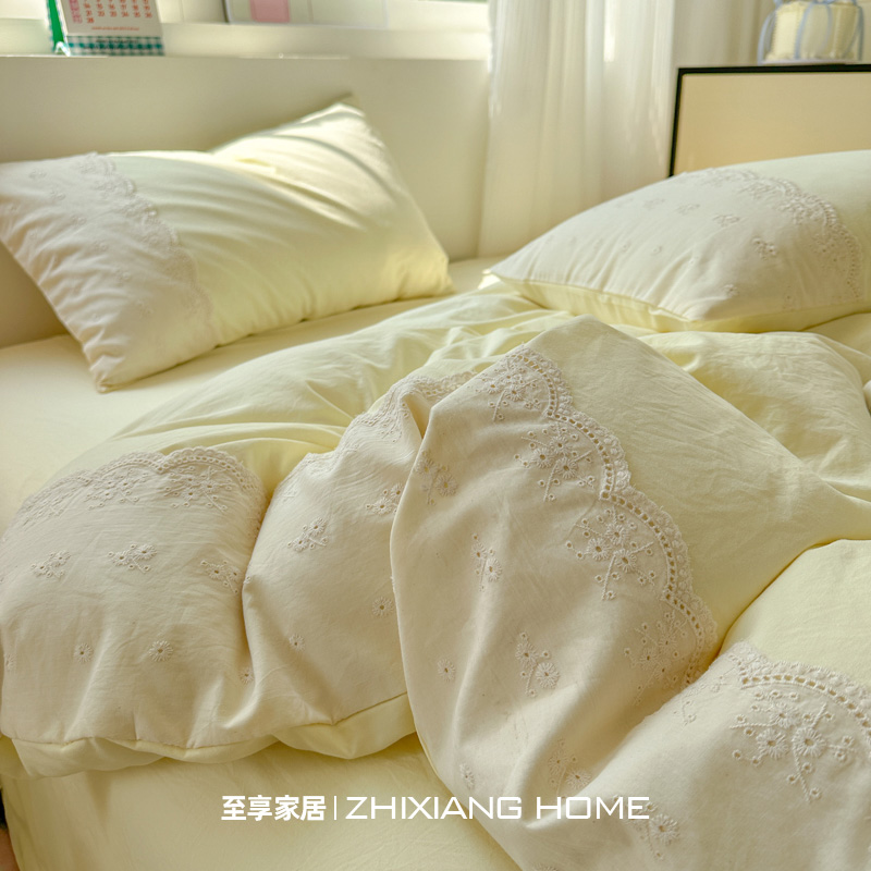 小红书爆款~软糯蕾丝床上四件套