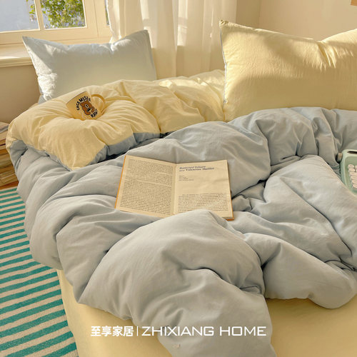 ins小清新纯棉全棉床上四件套2025新款学生宿舍床单被罩三件套 - 封面