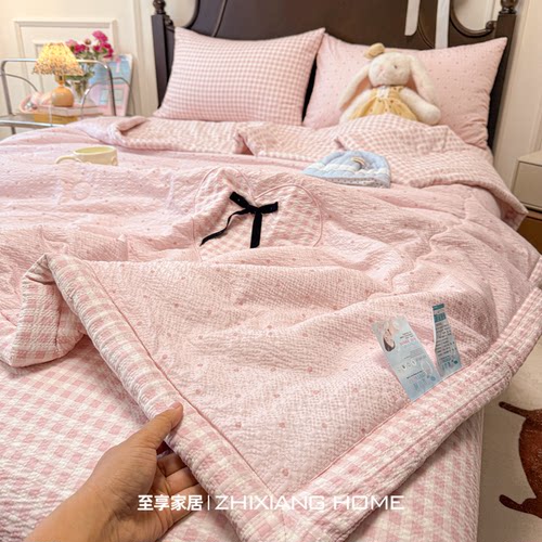 夏季少女心软糯纯棉夏凉被四件套
