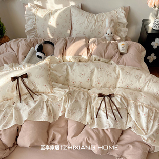 韩系A类公主风蝴蝶结花边床上四件套床单被套被罩学生宿舍三件套4