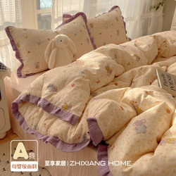 A类软糯糯~皱皱纱纯棉花边四件套