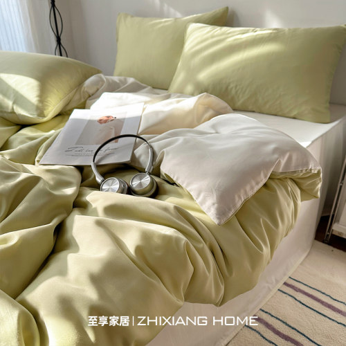 果绿芝士夏季凉感冰丝床上四件套