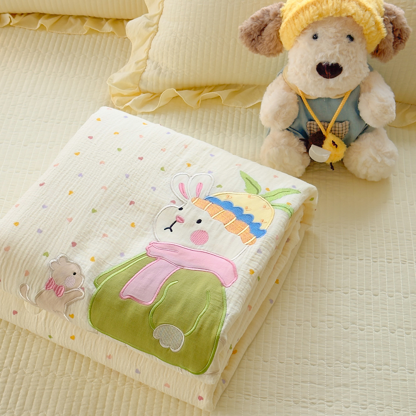 全棉双层纱夹棉加厚被套单件儿童单独两用被罩纯棉夏凉被空调被子