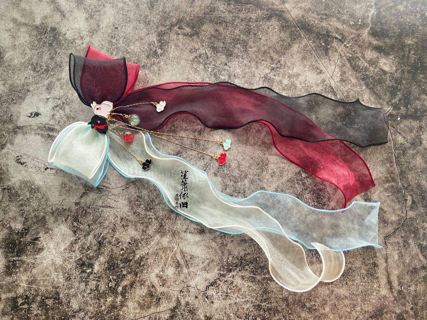 云兔魔道祖师魏无羡蓝忘机云深不知处红黑蓝白拼色蝴蝶结笙箫依旧