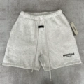 Double Row Flocked Letter Shorts Oatmeal Color