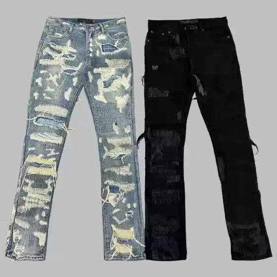 Explore the Factory Director's Uc85 Distressed Denim Pants, Heavy Vibe Style, High Street Fashion, Unique Unisex Trousers