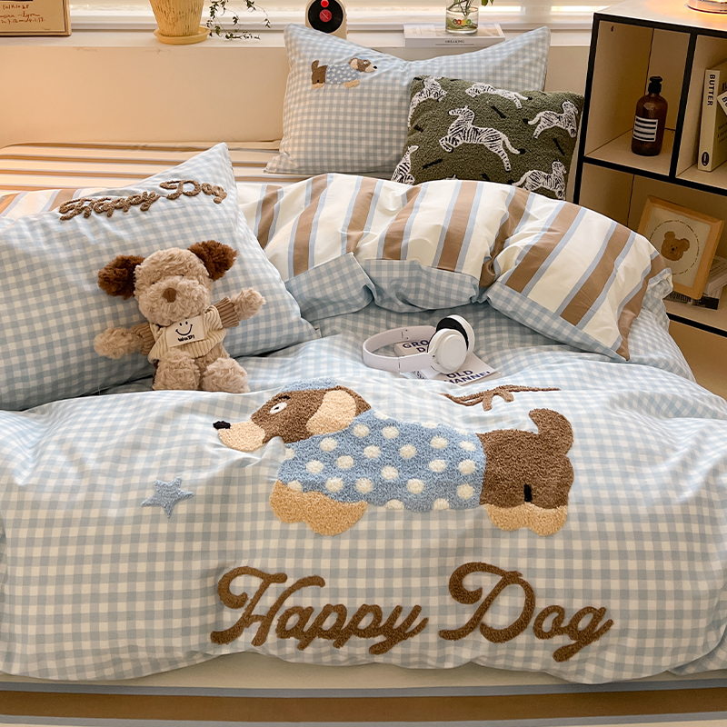 儿童全棉四件套100纯棉四季通用床单被套卡通可爱床上用品三件套4