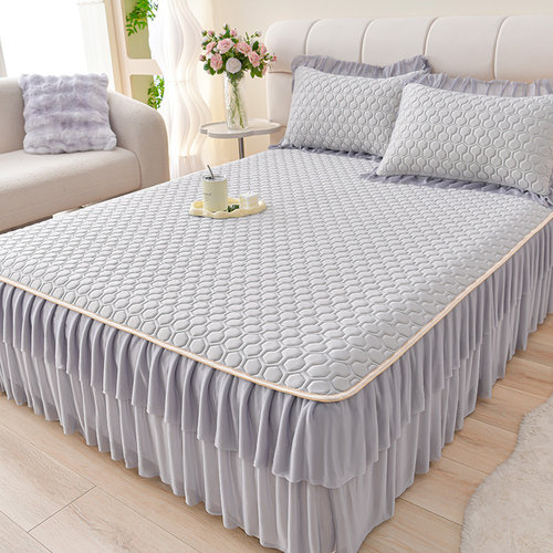 2025新款乳胶凉席三件套冰丝席可机洗夏天凉感床裙款软席子四件套