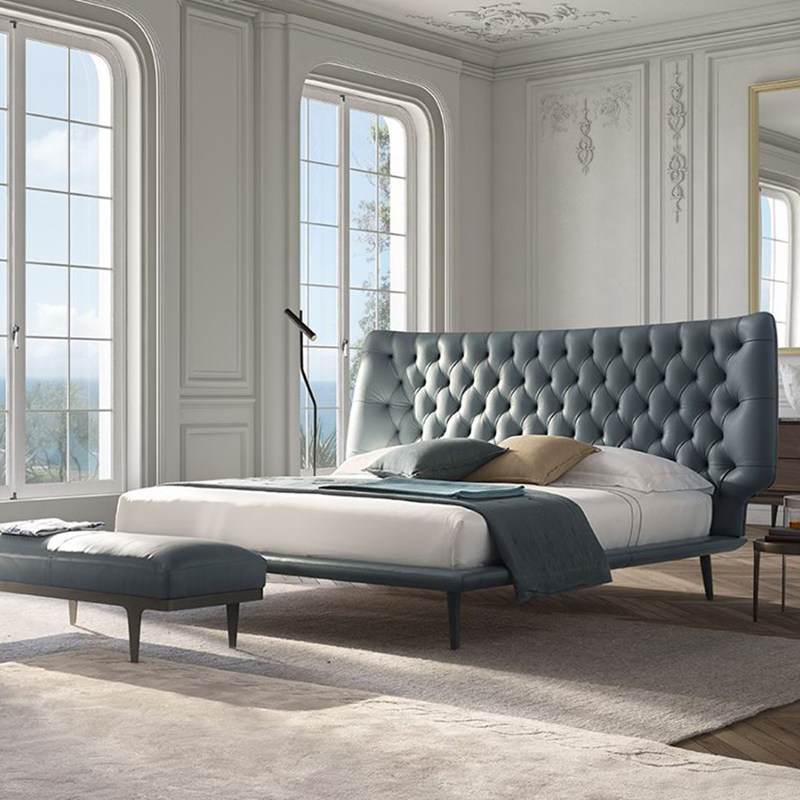 8米婚床2020新款真牛皮简约现代北欧真皮床