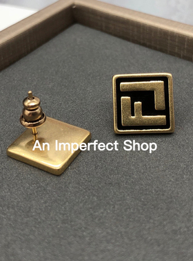 F中古小众vintage质感美拉德耳钉女中性百搭个性高级耳环925银针