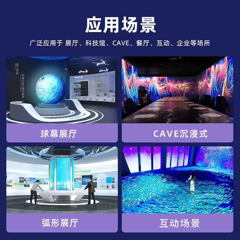 投影机纯硬件融合器软件激光弧形碗幕沉浸式CAVE全息设备处理器投影仪曲面展厅定制二三四五六通道环幕3D装置