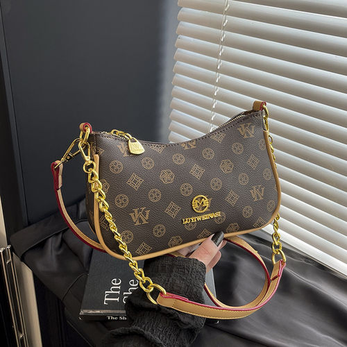 lv5&vv20新月形女包时尚复古链条单肩腋下包高级感印花休闲斜挎包