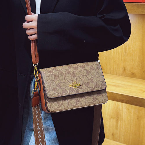 lv5&vv20高级质感小方包欧美轻奢百搭宽肩带单肩包女士复古斜挎包