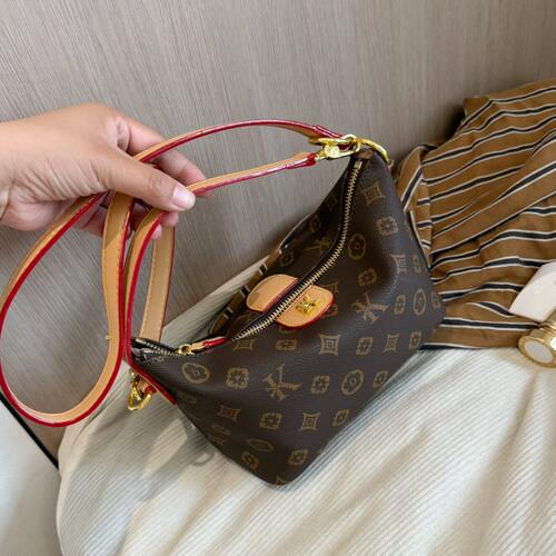 lv5&vv20老花印花饺子包女轻奢手提斜挎包时尚复古女包腋下包礼物