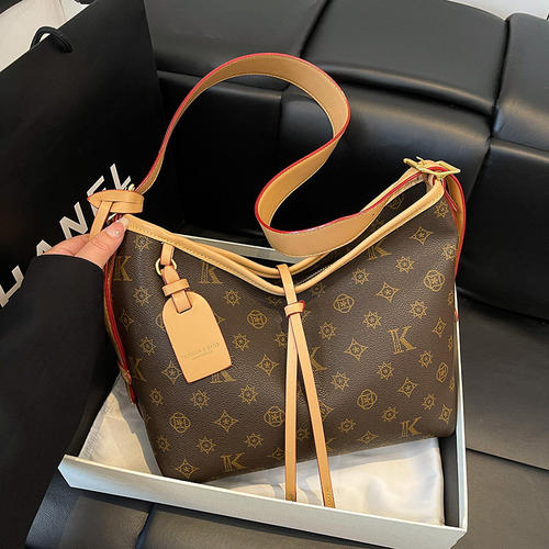 lv5&vv20大容量通勤包包女秋冬时尚复古印花托特包百搭单肩斜挎包