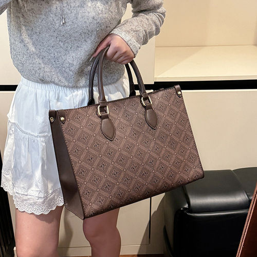 lv5&vv20大容量印花手提包女复古时尚百搭单肩腋下包高级感托特包