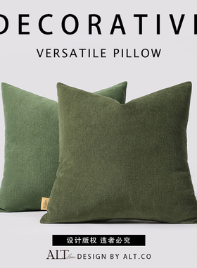 方形墨绿色沙发抱枕套不含芯客厅轻奢高级感靠枕2025新款靠垫靠背