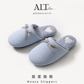 爱鹿特2025新款 包头静音款 女士拖鞋 蝴蝶结保暖防滑家居室内秋冬季