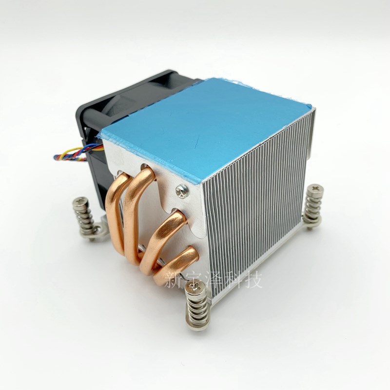 金钱豹2U服务器CPU散热器侧吹四铜管1200/115X/1366/2011温控风扇