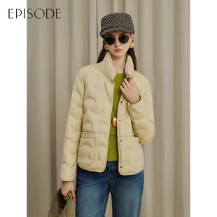 EPISODE2025年秋冬新品立领压纹双口袋显瘦保暖简约羽绒服外套
