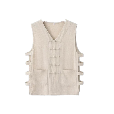 夏薄款棉麻背心中国风唐装男式