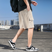 冰丝休闲运动工装 五分马裤 短裤 夏季 男士 2022新款 外穿沙滩裤 衩子