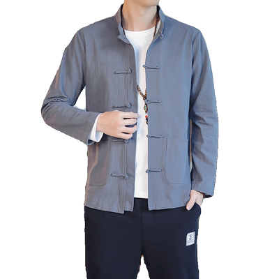 新中式亚麻襟道袍汉服