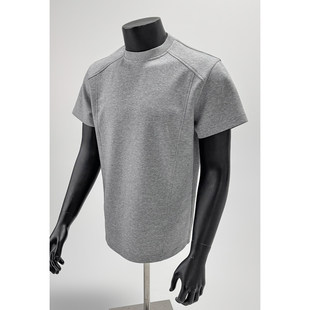 口T恤 健身运动休闲t恤圆领boxy设计感收袖 夏季 太空棉解构拼接短袖