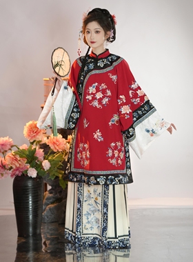 柒小乔原创 清汉女斜襟立领马面裙 重工刺绣清代服饰 非汉服 春夏